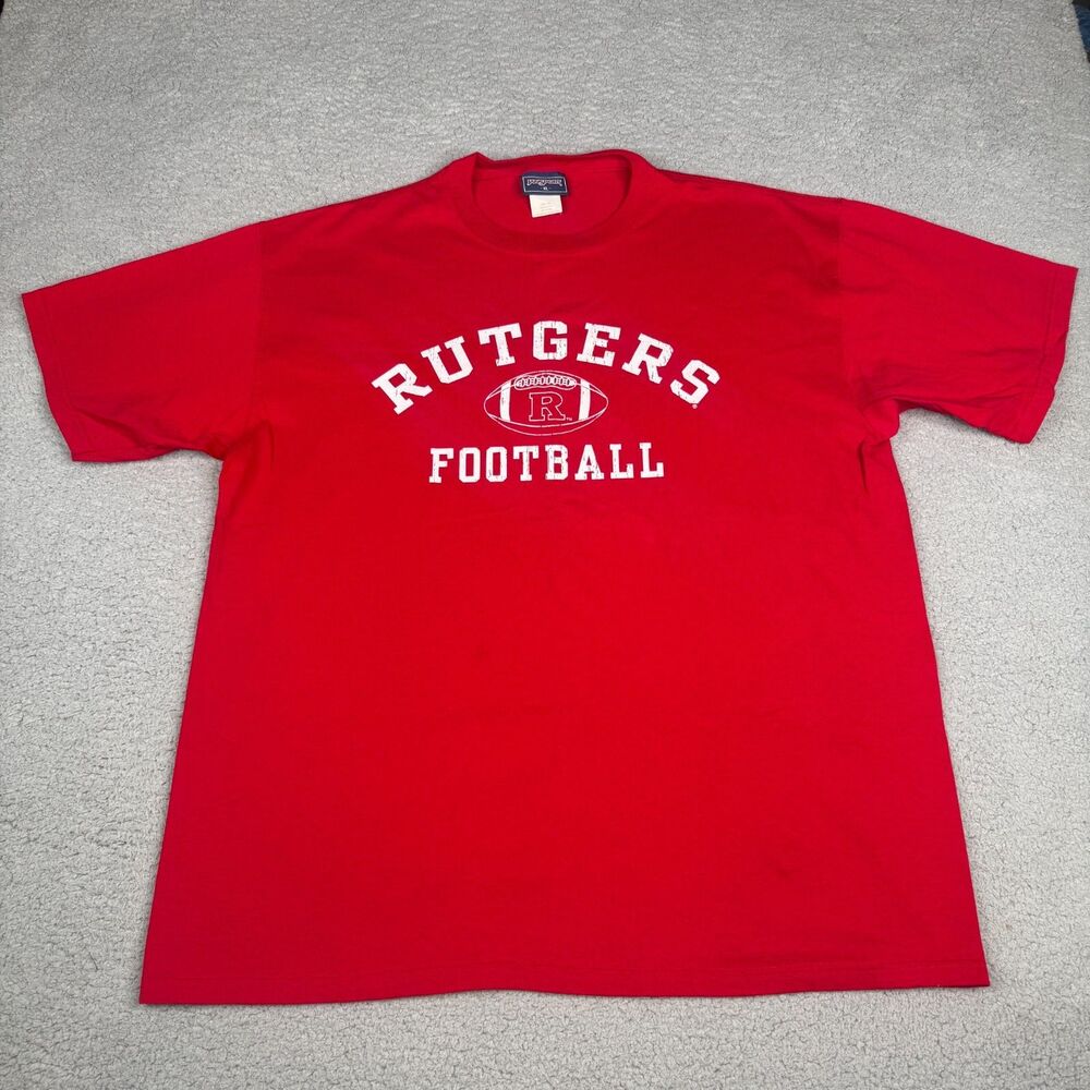 VTG Rutgers Football Shirt Mens XL Red Jansport NCAA College Graphic Tee 90s Y2K